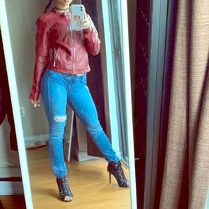 Burgundy leather jacket